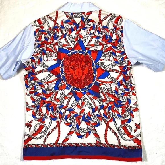 GUCCI PATCH POCKET BOWLING SHIRT LIGHT BLUE - Picture 9 of 16